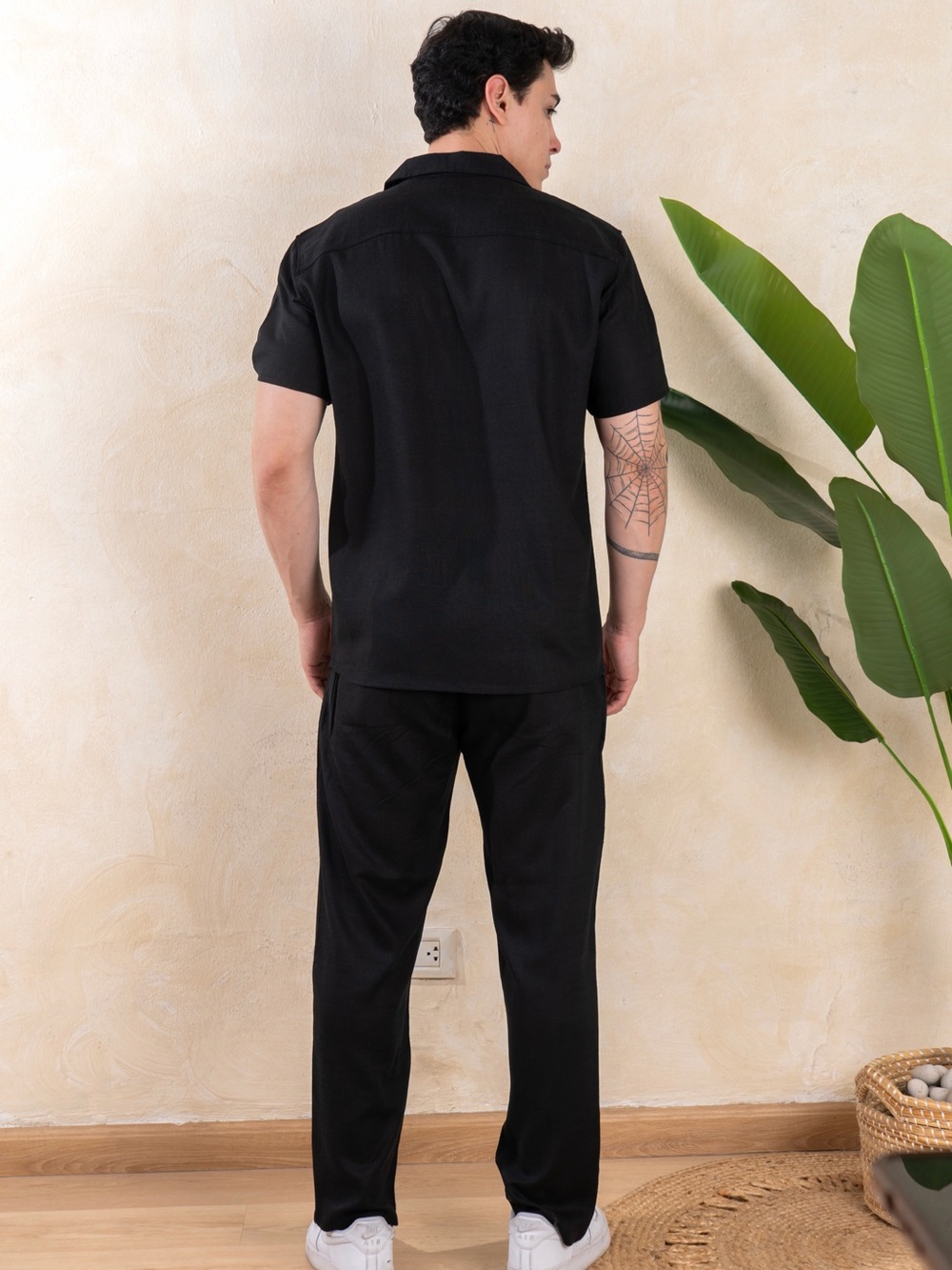 Men’s Black Linen Set | Resort Vacation Beach Outfit - Picture 2 of 8